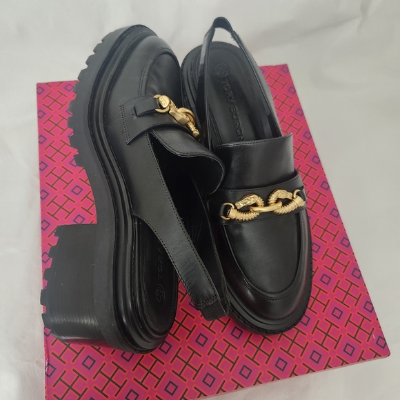 Tory Burch Women's Jessa Lug Loafers in Black Sz 10 - Picture 3 of 9